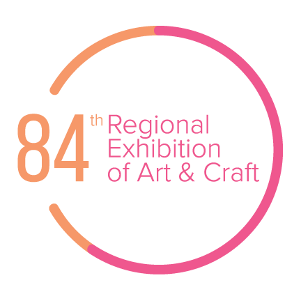 84th Regional Exhibition of Art & Craft Logo white background pink lettering