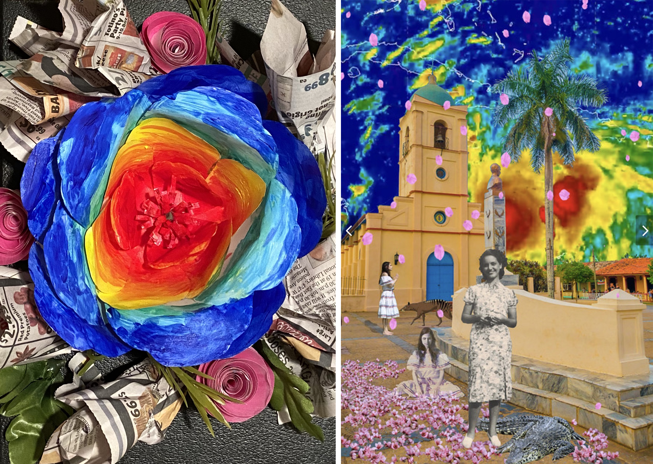 Art in Bloom Submission – Marjorie Rawle A colorful flower which mirrors the style from the artwork beside it