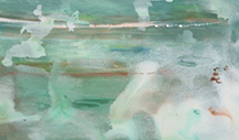 Untitled, 1984 An abstract acrylic on paper painting, includes green & brown tones disbursed throughout.