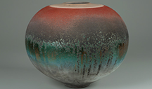 Fire and Flood/Sacred Sites, 1989 A vessel with a gradient. White on the bottom, blue in the center, and red on top.