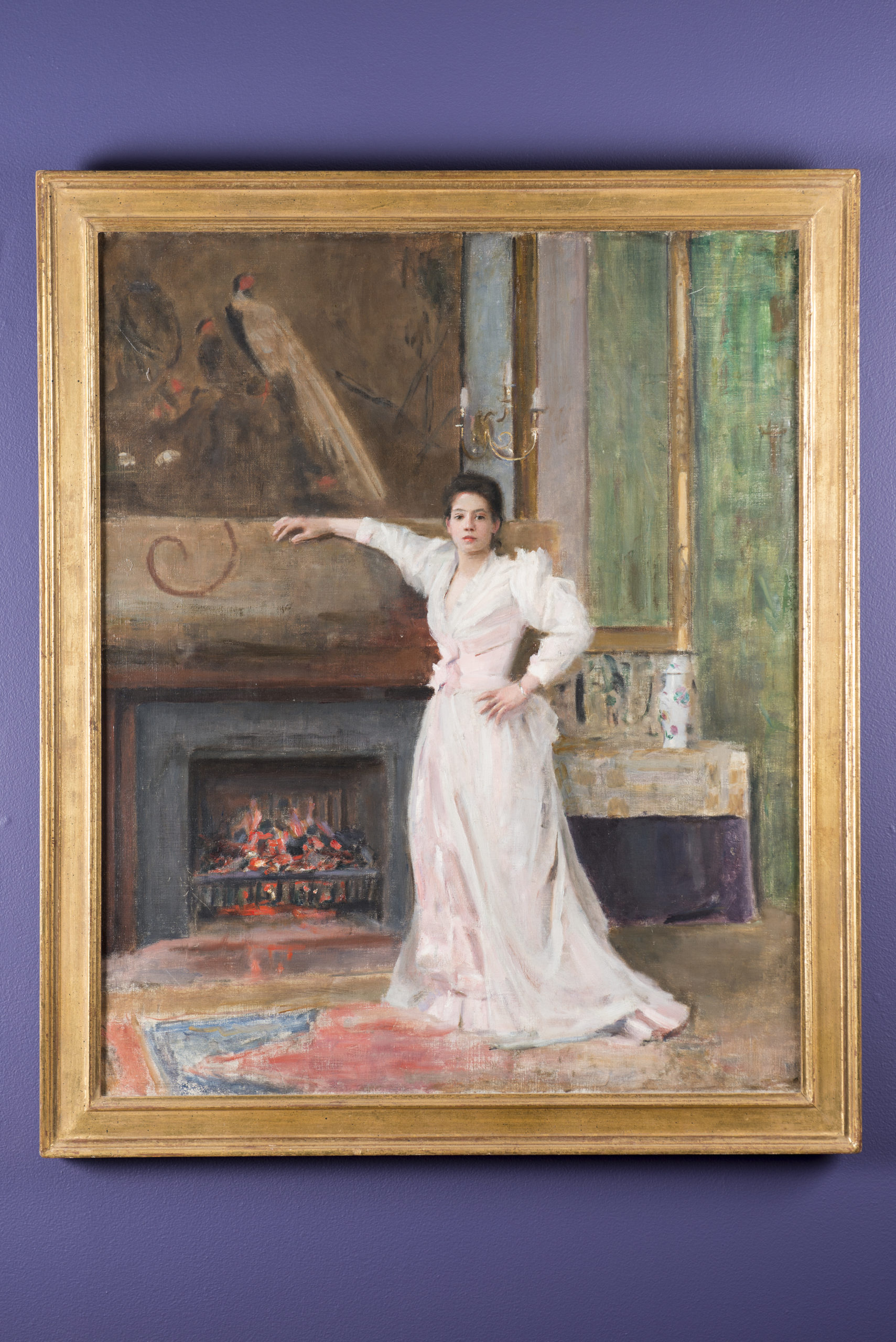 Evoking Eleanor detail A portrait of a woman in a white dress from the