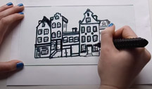 Glass Plate Monoprints Activity Hands drawing on glass plate