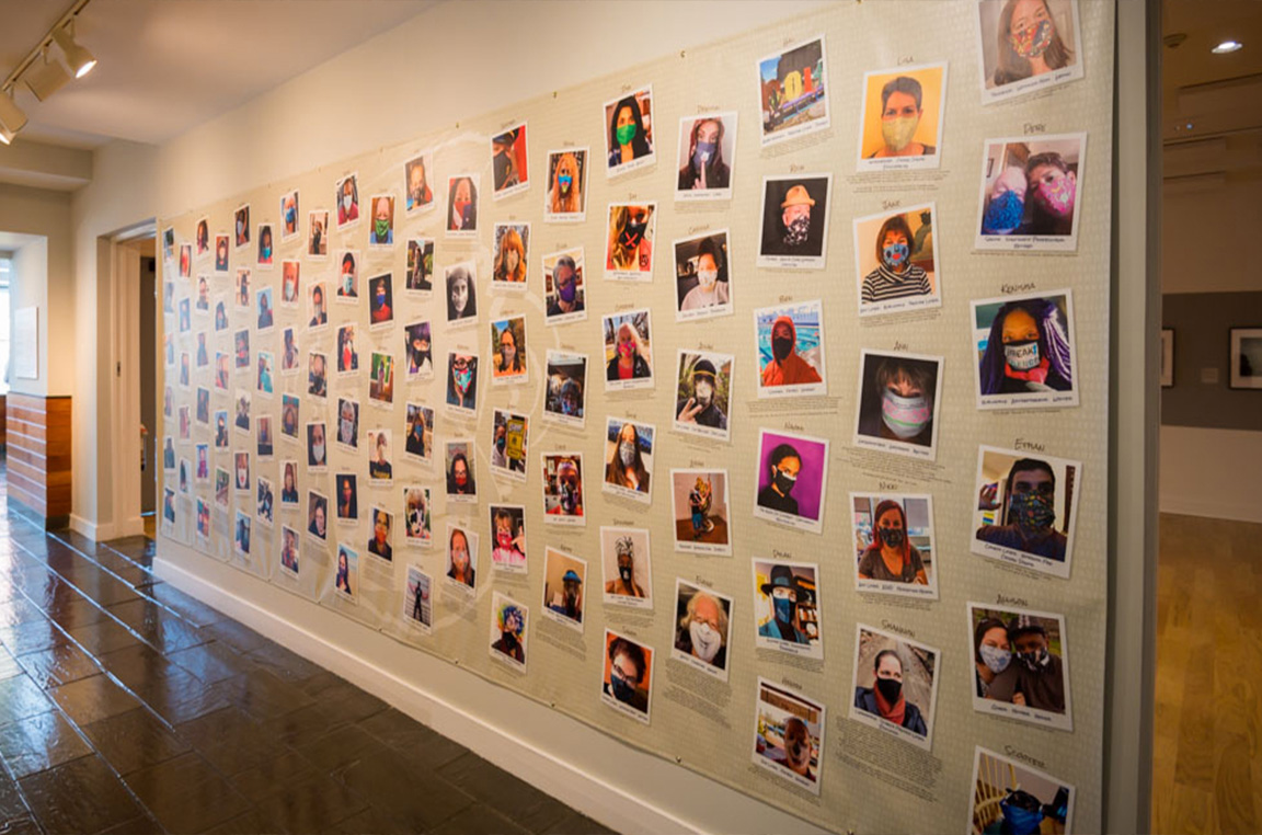 No Evil Project Exhibition Gallery Featuring Masked Self Portraits by Community Members